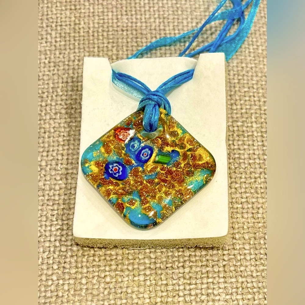 Hand blown glass pendant, necklace